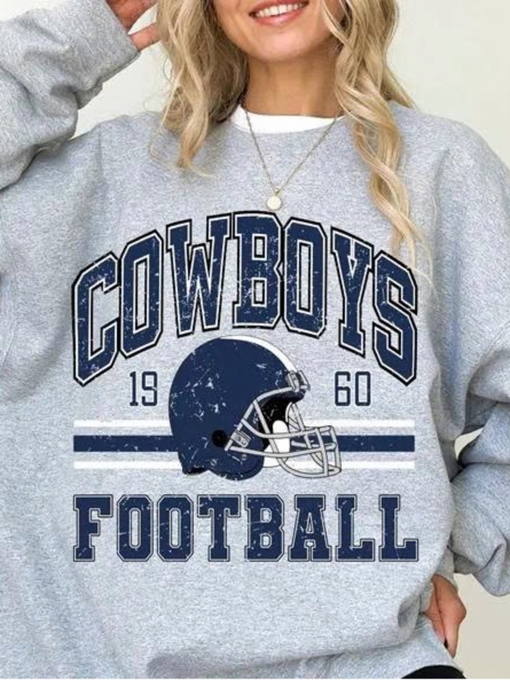Sport Gray Sweatshirt with Navy Cowboys Football Graphic